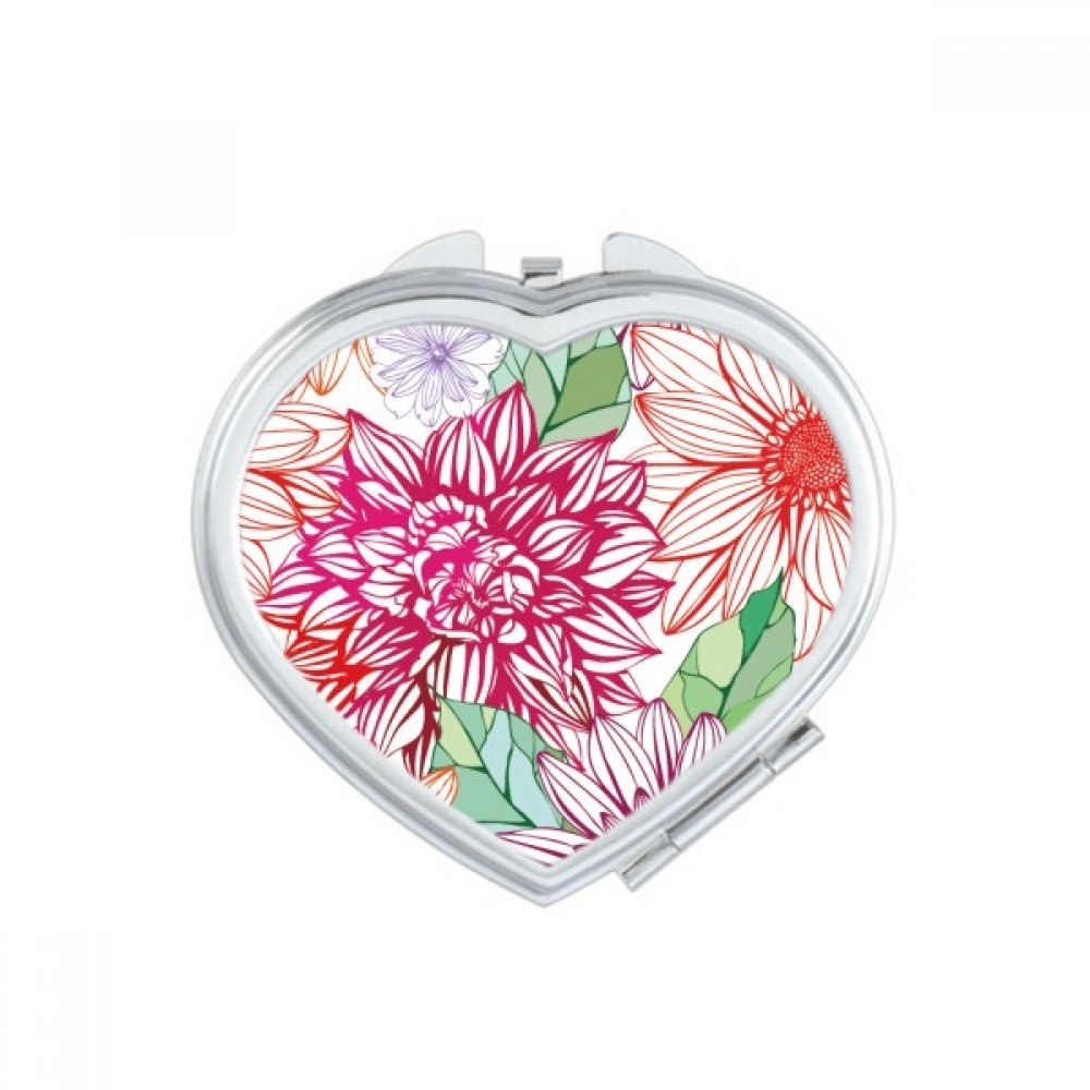 Miroir maquillage compact portable fait main multicolore à motif floral