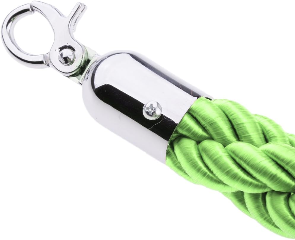 Premium Quality 2M Nylon Braided Barrier Rope with Chrome Hooks for Crowd Control and Queue Management - for Events and Business Spaces - 10ft, Green