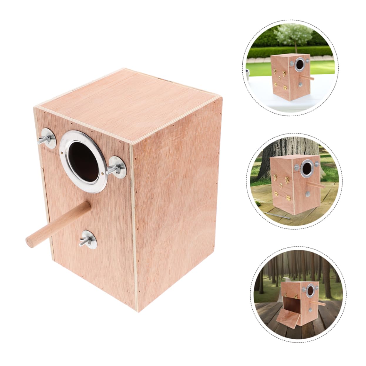 TOYANDONA Caja de Cría para Periquitos y Agapornis de Madera Natural Colgante Diseño Ahorrador de Fácil Instalación y Limpieza para Jardín y Exteriores