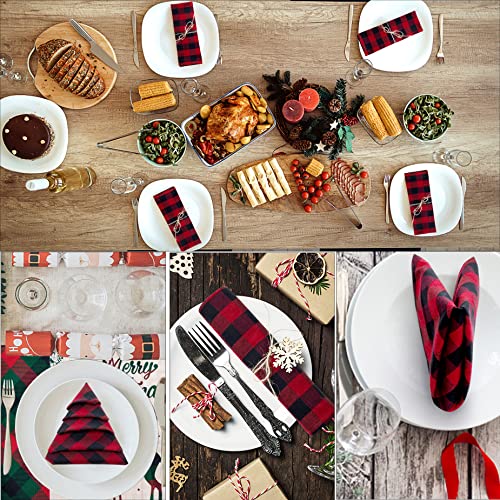 Buffalo Plaid Cloth Napkins Set Of 6, Red And Black Checkered Reusable Cotton Table Napkins 18 X 18 Inches Rustic Farmhouse Washable Dinner Napkins For Christmas Dining Kitchen Picnic Bbq Holiday #TOP6