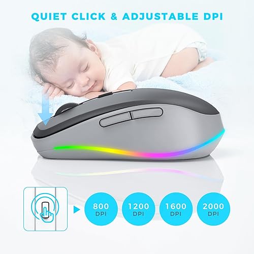Miniatura 5 de PEIOUS Wireless Mouse Jiggler - LED Wireless Mice with Build-in Mouse Mover, Rechargeable Moving Mouse for Laptop with Undetectable Random Movement