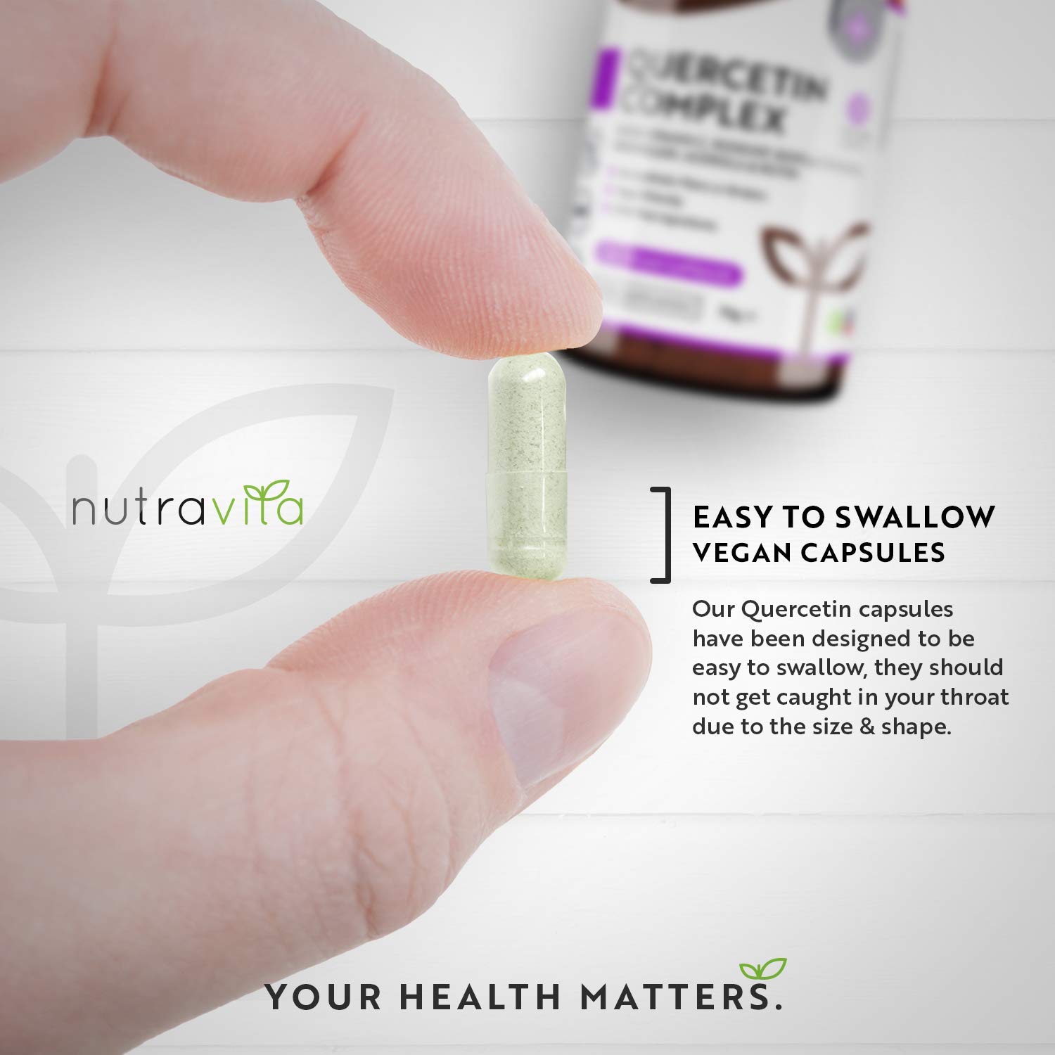 Quercétine 500 mg − 120 gélules vegan - Testé en laboratoire - Mélangées avec Vitamine C 80mg − Naturellement fait à partir d'extrait de fleur de cordage japonais - Dose élevée - Nutravita