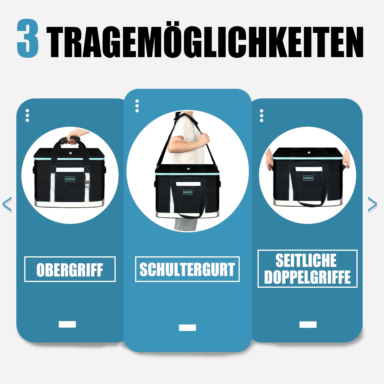 Borsa Termica Pieghevole INSMEER 48L - Impermeabile, Per Picnic, Escursioni, Spiaggia, Fino A 65 Lattine