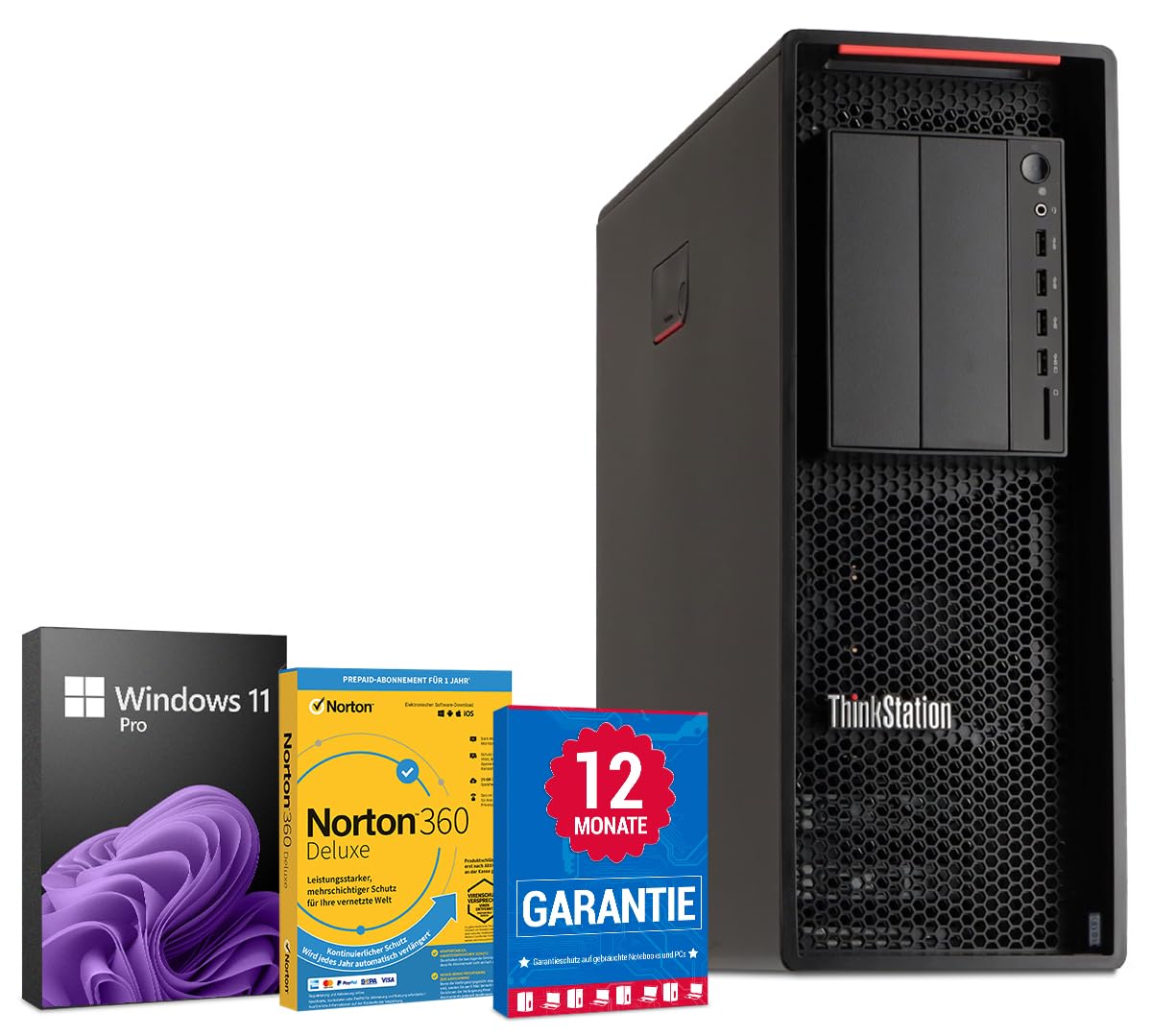 Lenovo ThinkStation P500 PC Computer Intel Xeon E5-1620-V3@ bis zu 3,6 GHz 32 GB 256 GB SSD mit Windows 11 Pro & GRATIS Bluetooth, WLAN & Antiviren-Software inkl. 12 Monate Garantie (Generalüberholt)