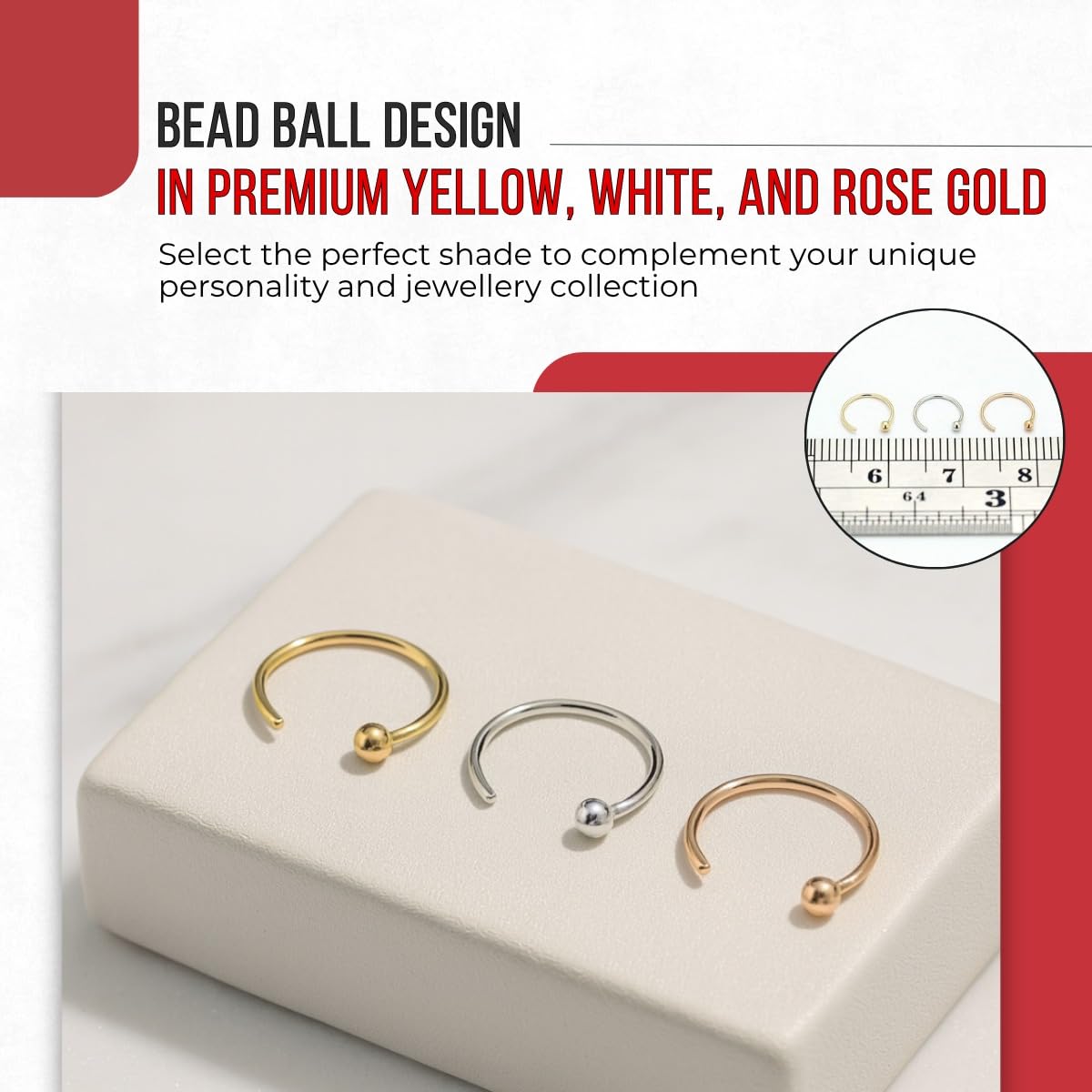 Gioielli Piercing Anello in Oro Massiccio 9 carati 22 Calibro Aperto Cerchio fine Naso Naso