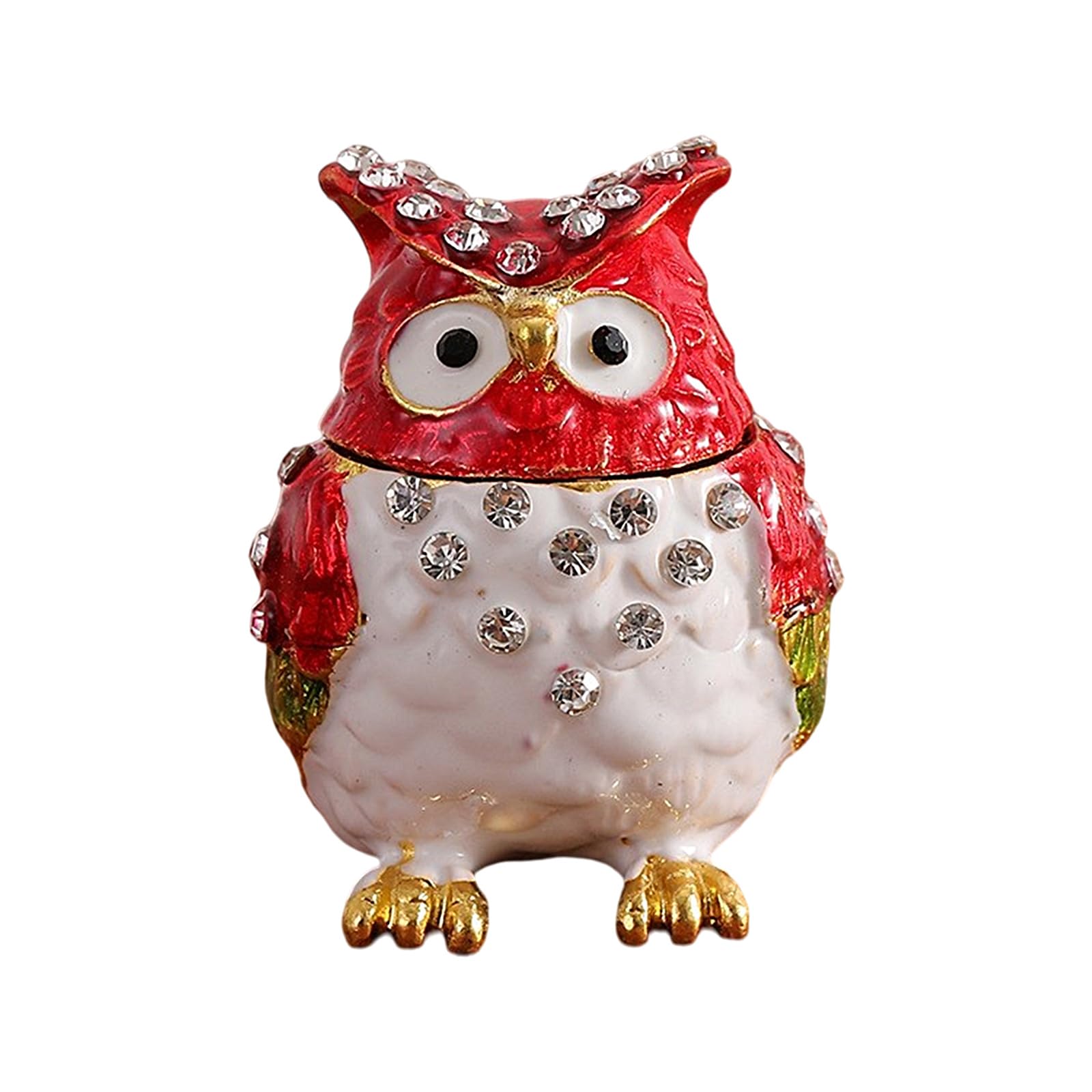 Piceioep Diamonds Encrusted Owl Shaped Alloy Jewelry Box with Secure Storage Compartment for Earrings Necklaces Jewelry Organizers
