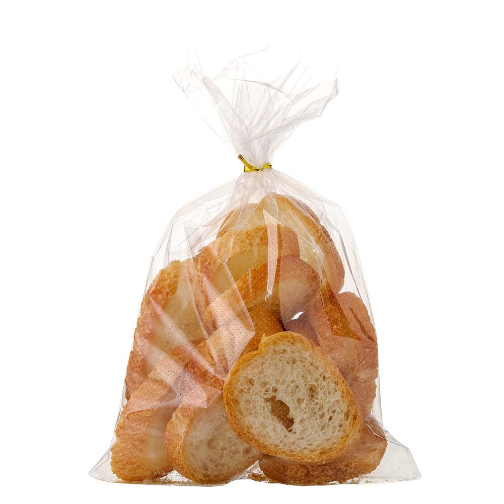 Goruru 100 sacchetti trasparenti per pane con 110 lacci colorati al