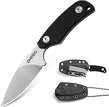 Omesio Neck Knife D2 Steel, 42A Fulltang Small Fixed Knife G10 Handle with a Kydex Sheath and has a 3" Blade Length, Spear Point