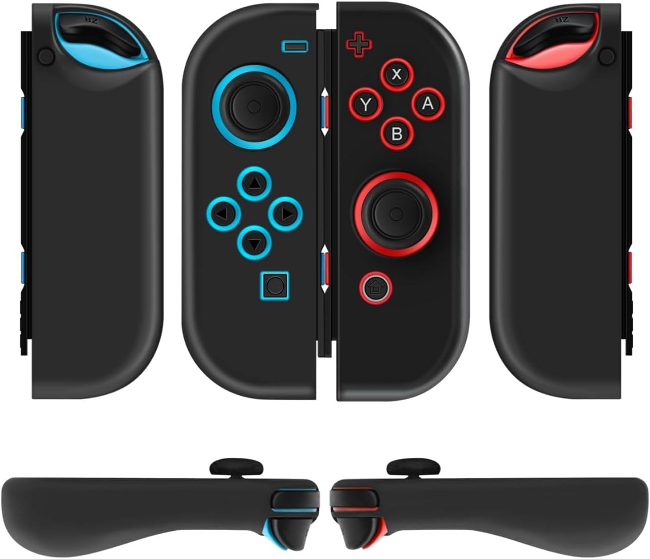TNP Joycon Case for Nintendo Switch - Silicone Joy Con Case for Nintendo Switch & Switch OLED - Protective Switch Controller Case Cover with Thumb Grip Caps for Nintendo Switch Joycon (Black)