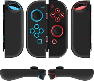 TNP Joycon Case for Nintendo Switch - Silicone Joy Con Case for Nintendo Switch & Switch OLED - Protective Switch Controller Case Cover with Thumb Grip Caps for Nintendo Switch Joycon (Black)
