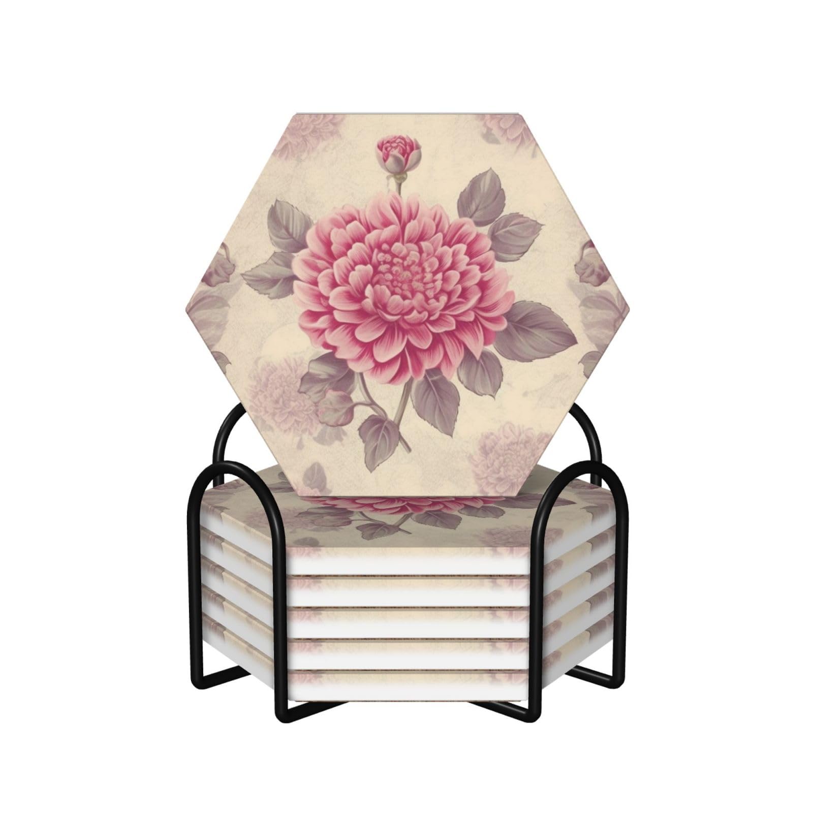 Sous-verres ronds en céramique absorbants antidérapants table basse bar lot de 6