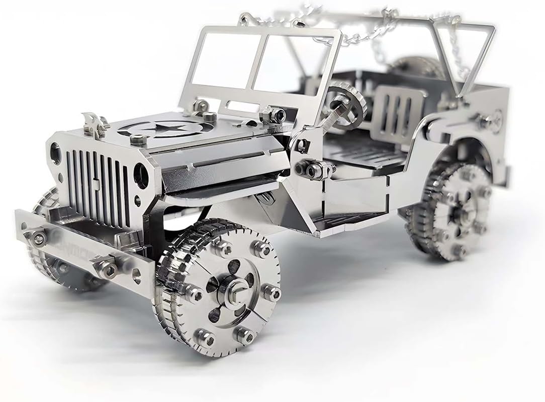 3D Metal Car Puzzle, Iron Blood Combat Vehicle 3D Steampunk Mechanical Metal Assembly Model Kit, Creative Ornament Gift for Jeep Enthusiasts