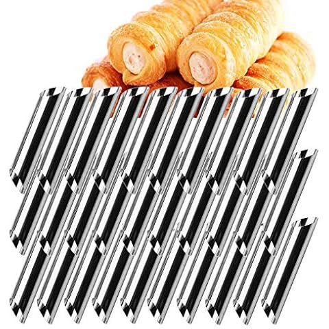 CHAWHO Cannoli-Röhrchen 30er Set, Zylinder und Kegel Hörnchen Edelstahl-Cremehornform Cover
