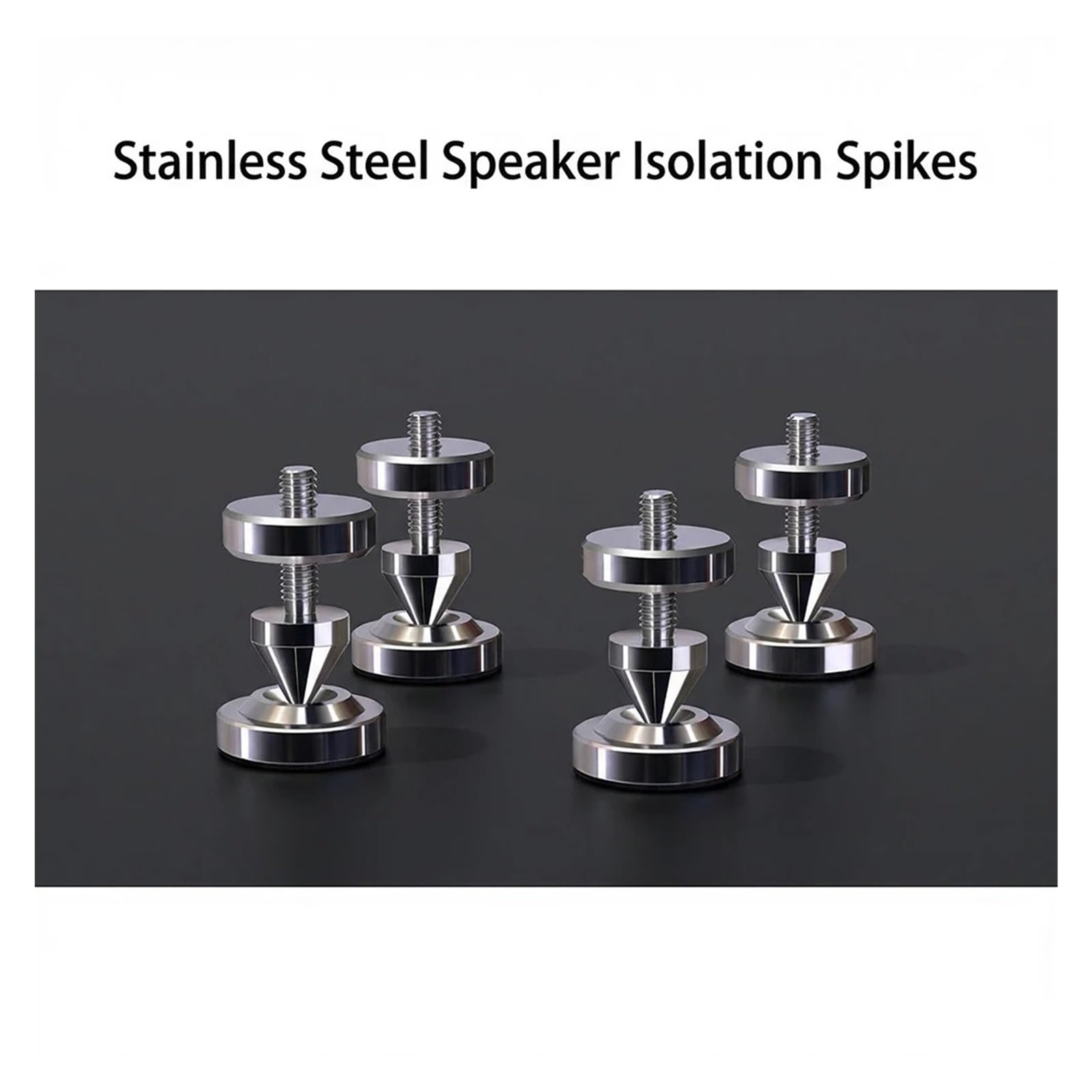 Inox SpeakerSpike Picchi di isolamento for altoparlanti M8 | Piedini ammortizzanti in acciaio inossidabile for altoparlanti da scaffale/da pavimento, amplificatori Hi-Fi