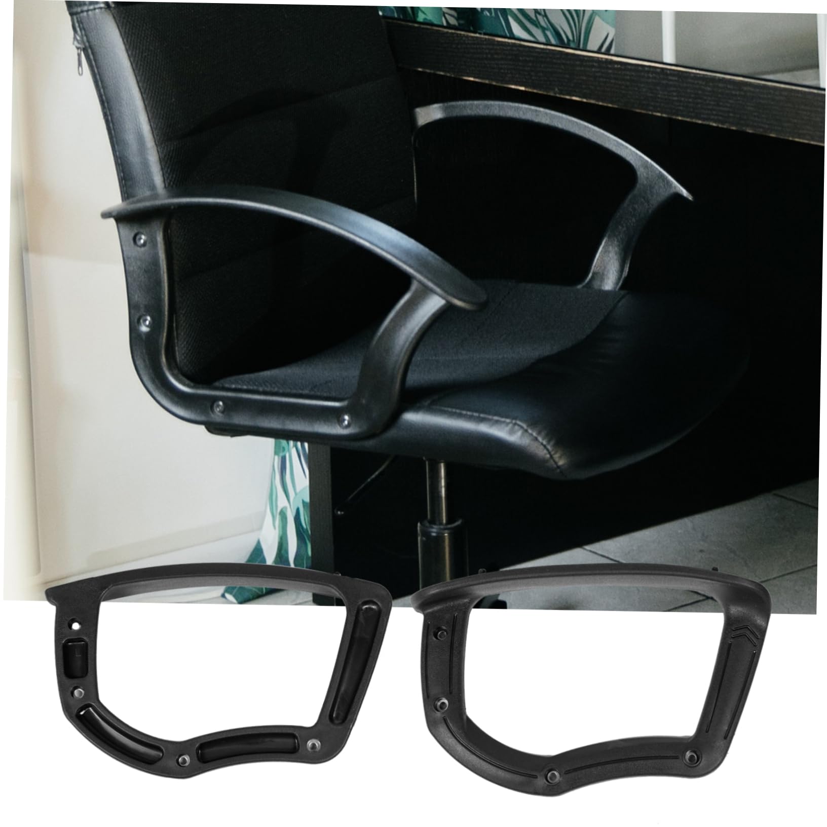 Lot De 2 Housses D'accoudoirs En Peluche Pour Chaise De Bureau - Noir, Antidérapantes, Lavables - 45,5x9,5 Cm