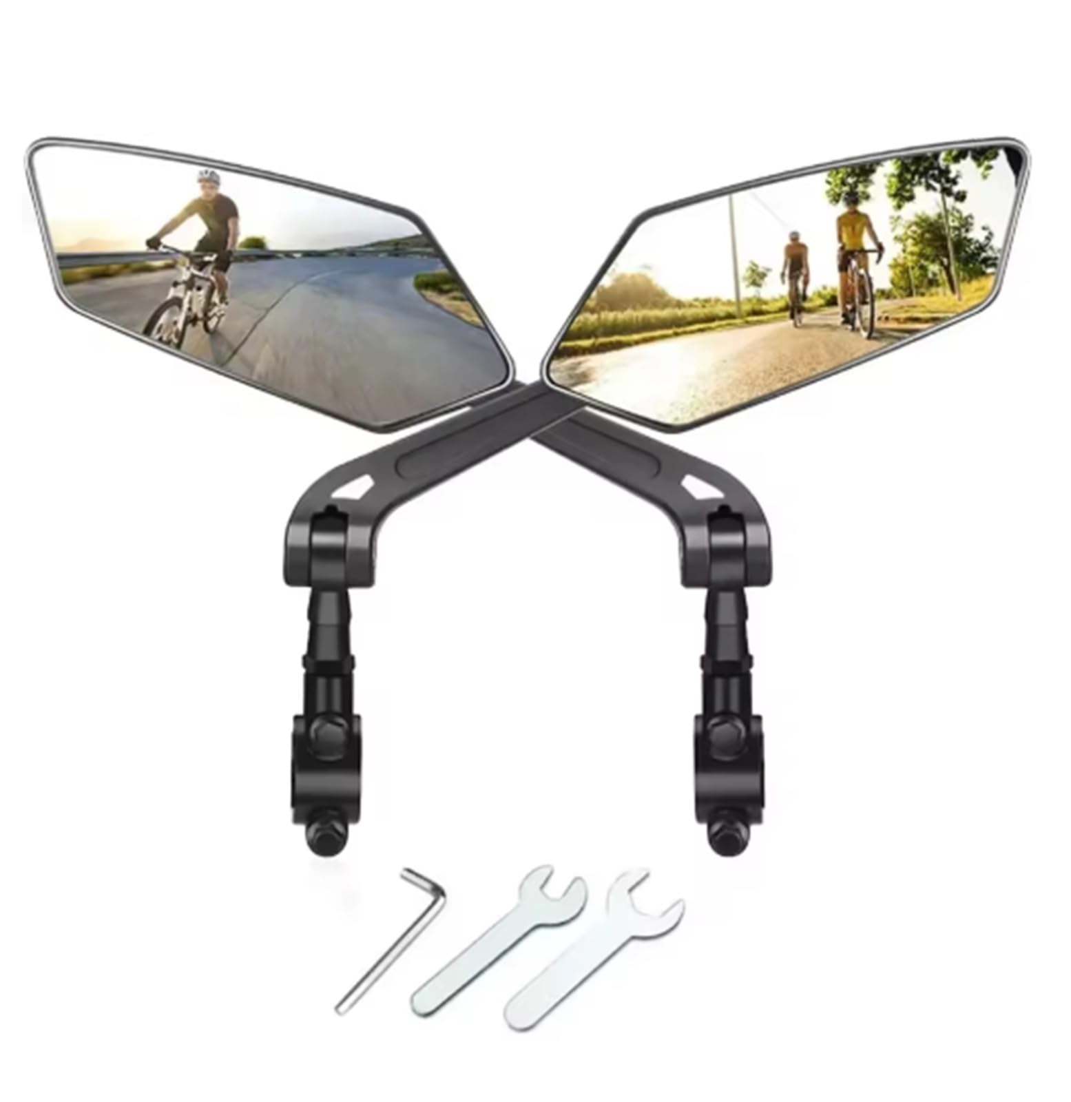 retroviseur guidon Rétroviseur Pour Réflecteur De Vélo Électrique, Clair À Large Portée, Gauche Droit, Réglage La Rotation 360 Degrés(Black pair)
