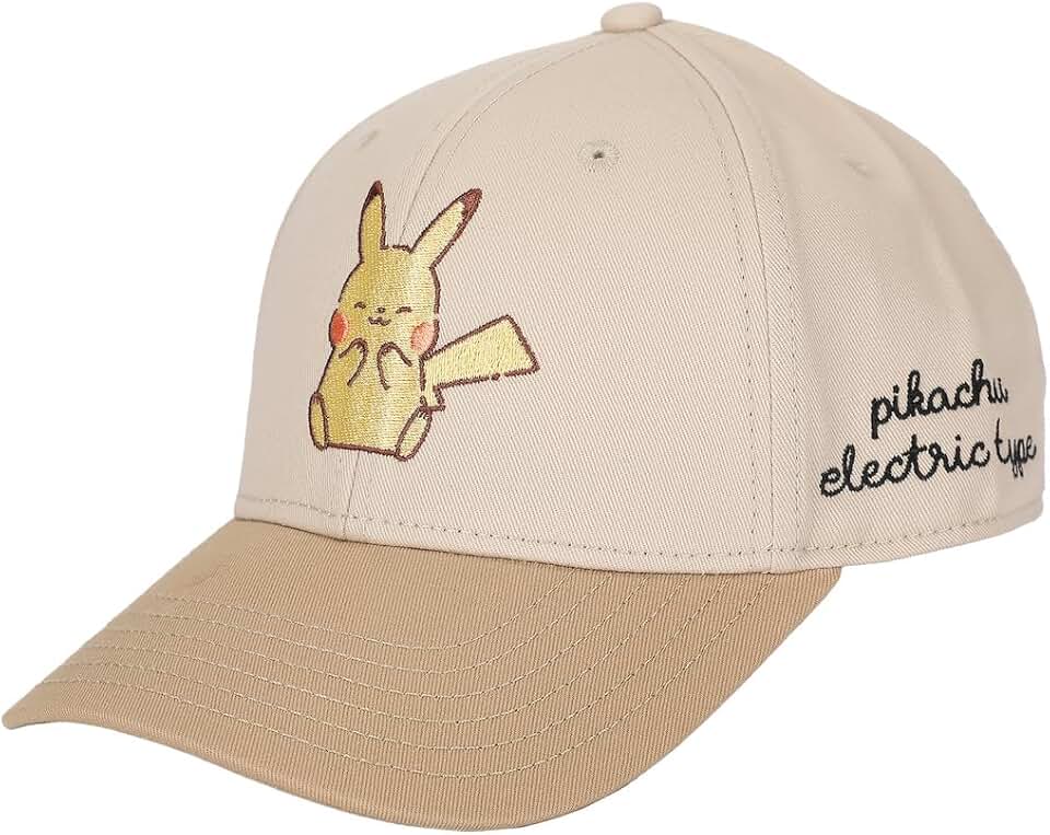 Bioworld Pokémon Pikachu Electric Type White &amp; Tan Traditional Adjustable Hat