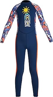 SEAUR Kids Wetsuit Boys Girls Full Diving Suits Long Sleeves Swimsuit Back Zip Thermal Sun Protection Swimwear Children One-Piece Bathing suit Surfing Swimming UPF 50+ for Beach