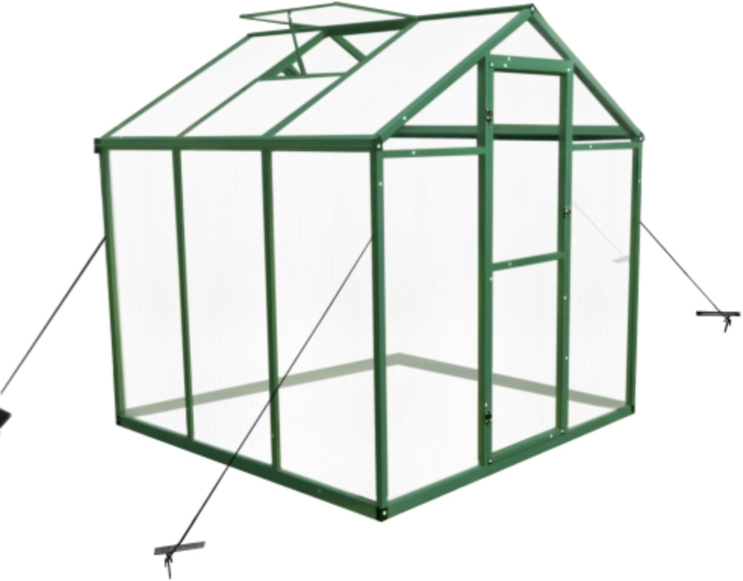 6x6 Ft Polycarbonate Greenhouse, Raised Windproof Aluminum Greenhouse, Raised Base and Anchored Aluminum Heavy Duty Walk-in Greenhouse for Outdoor Backyard in All Seasons