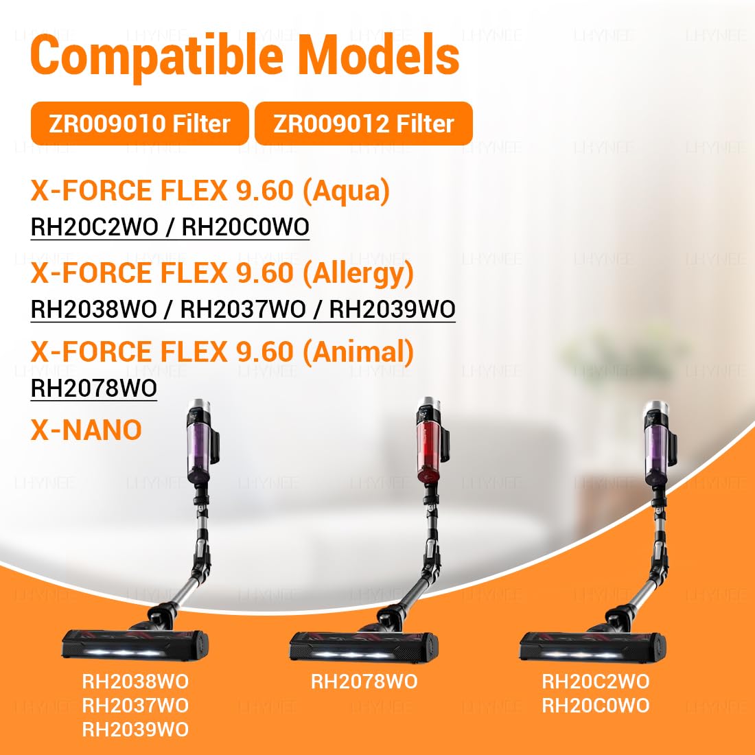 Części zamienne do filtrów próżniowych do Rowenta X-FORCE FLEX 9.60 i X-NANO ESSENTIAL RH20xx RH2078 RH2037 RH2038 RH2039 RH20C2, 2 filtry piankowe + 2 filtry silnika do ZR009010, ZR009000 12