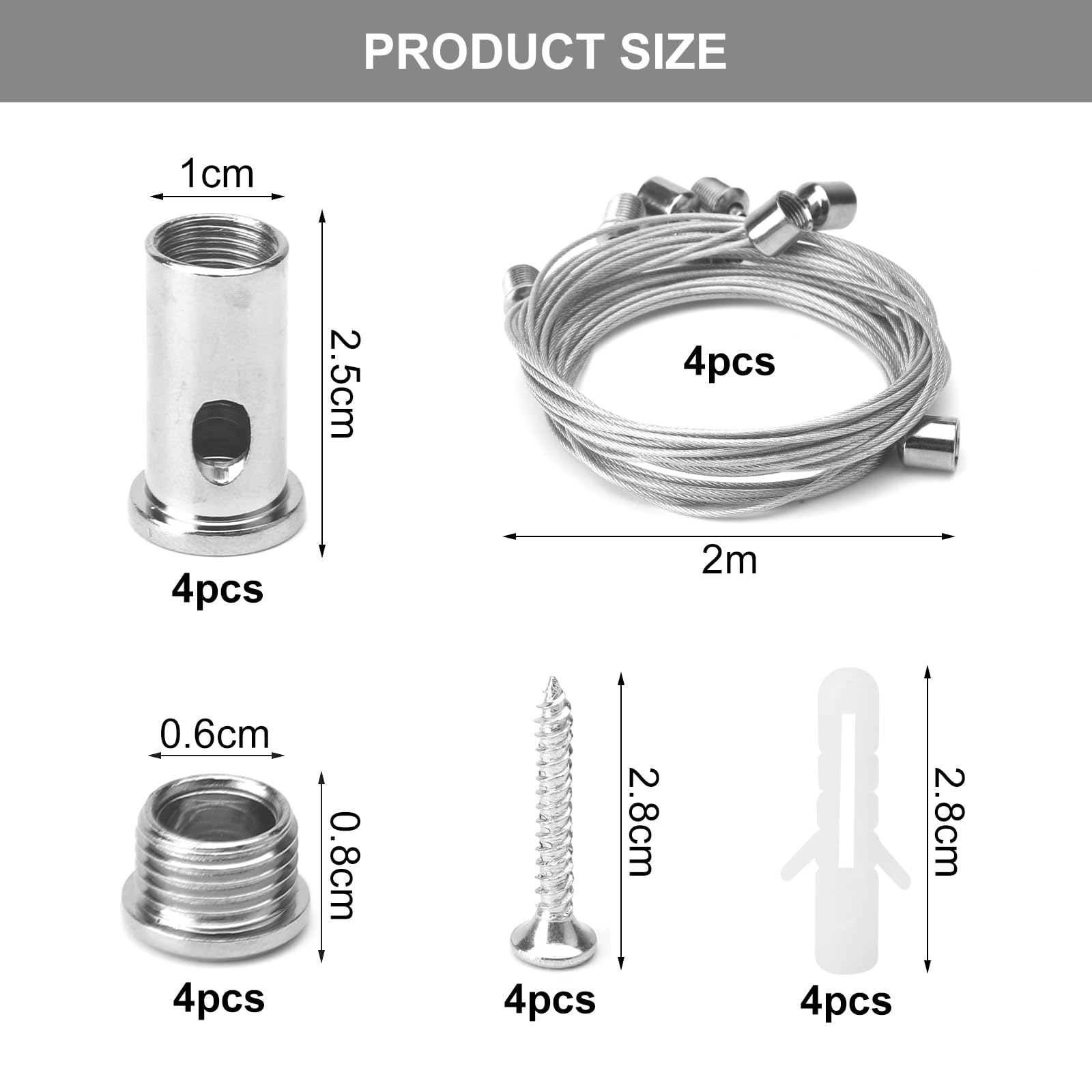HENGBIRD 4 Pièces Kit De Suspension Plafond, 1,5mm X 2m Cable