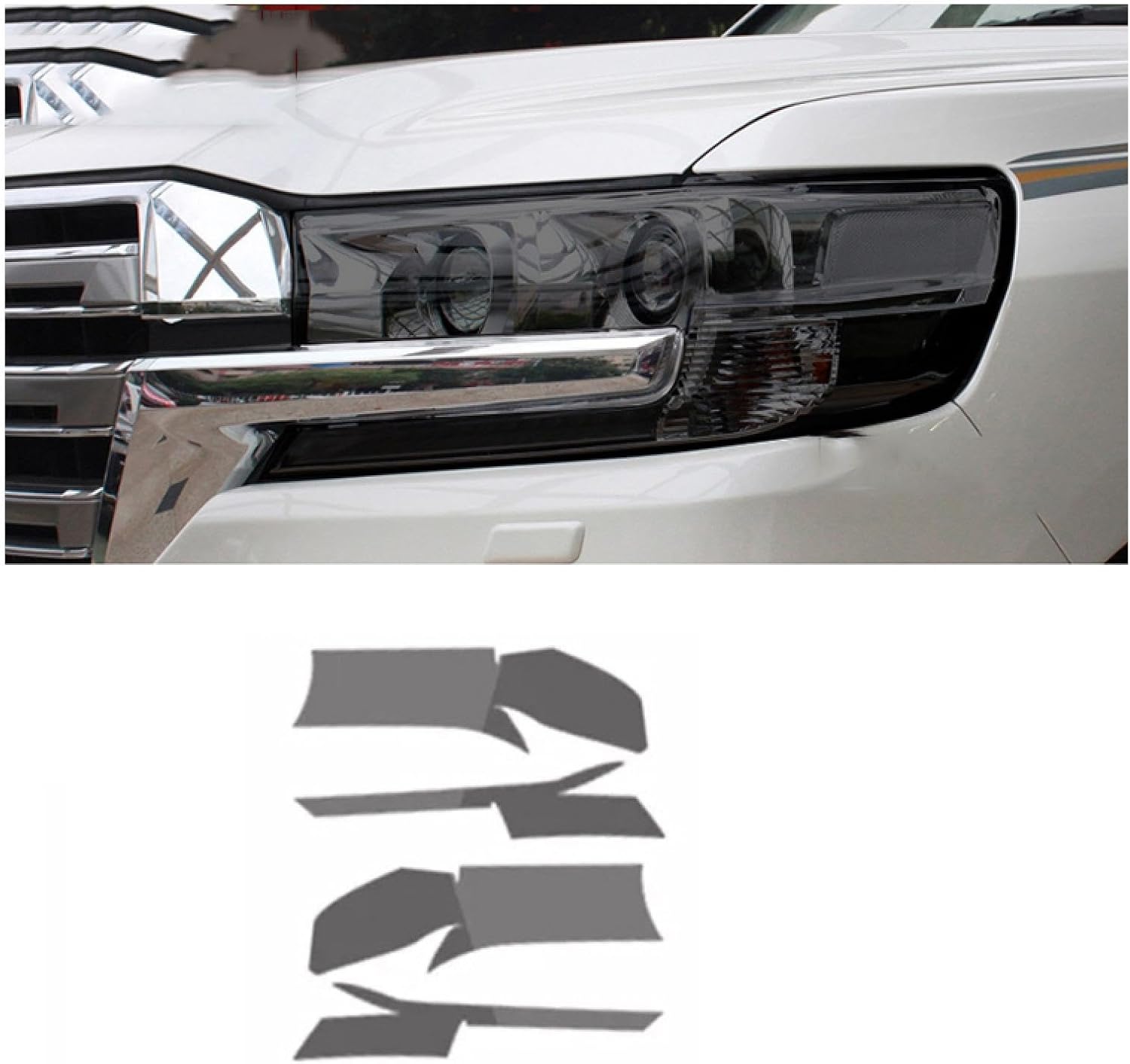 Car Headlight Protective Film for L&and Cruiser 2016-2020 Car Headlight Film Front Light Transparent Blackened Exterior Protective Sticker