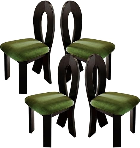 Miniatura 14 de JKGHK - Juego de sillas de comedor, sillas de cocina con respaldo de sirena, silla de comedor tapizada con patas de madera, silla de ocio para el