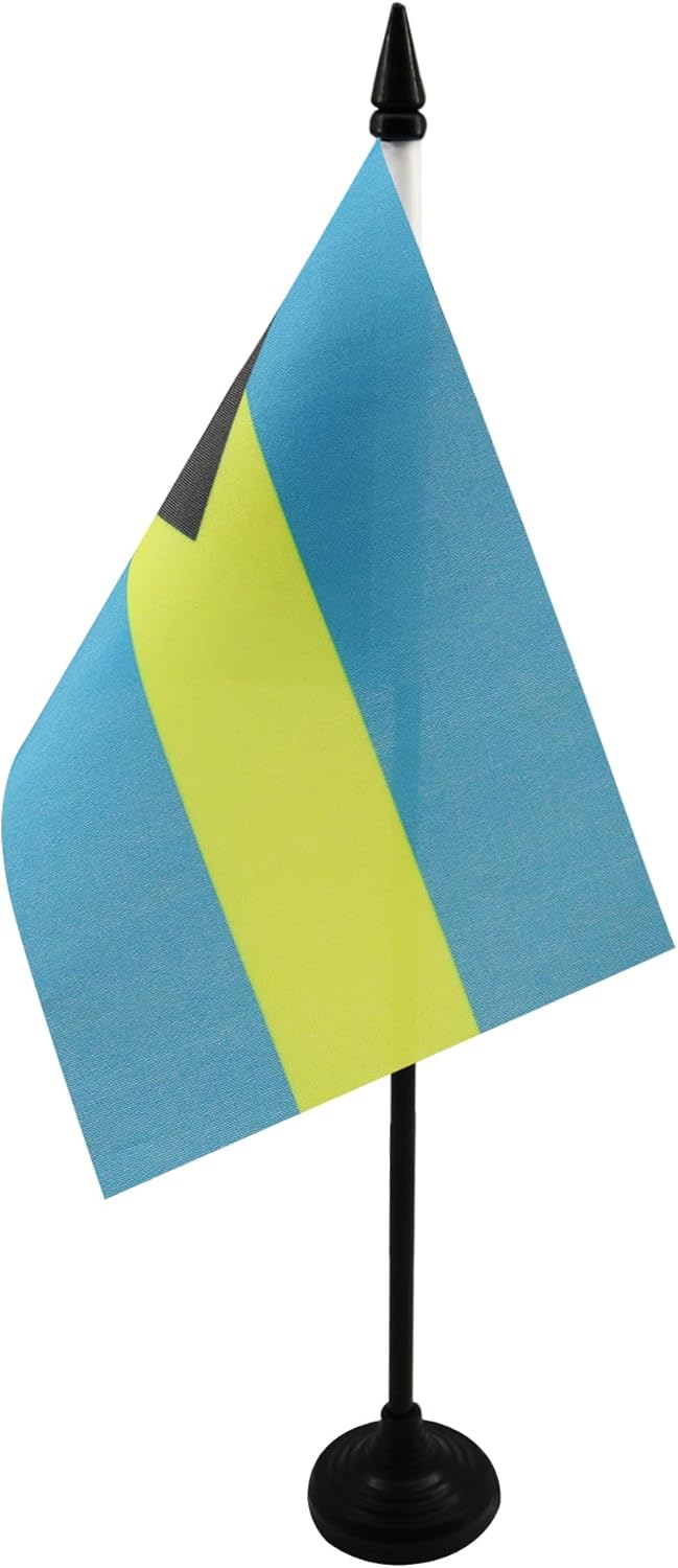 AZ FLAG Set of 10 Guyana Table Flags 21 x 14 cm - 10 Small Guyanese Office Flags 100% Polyester with 25 cm Pole and Black Plastic Base