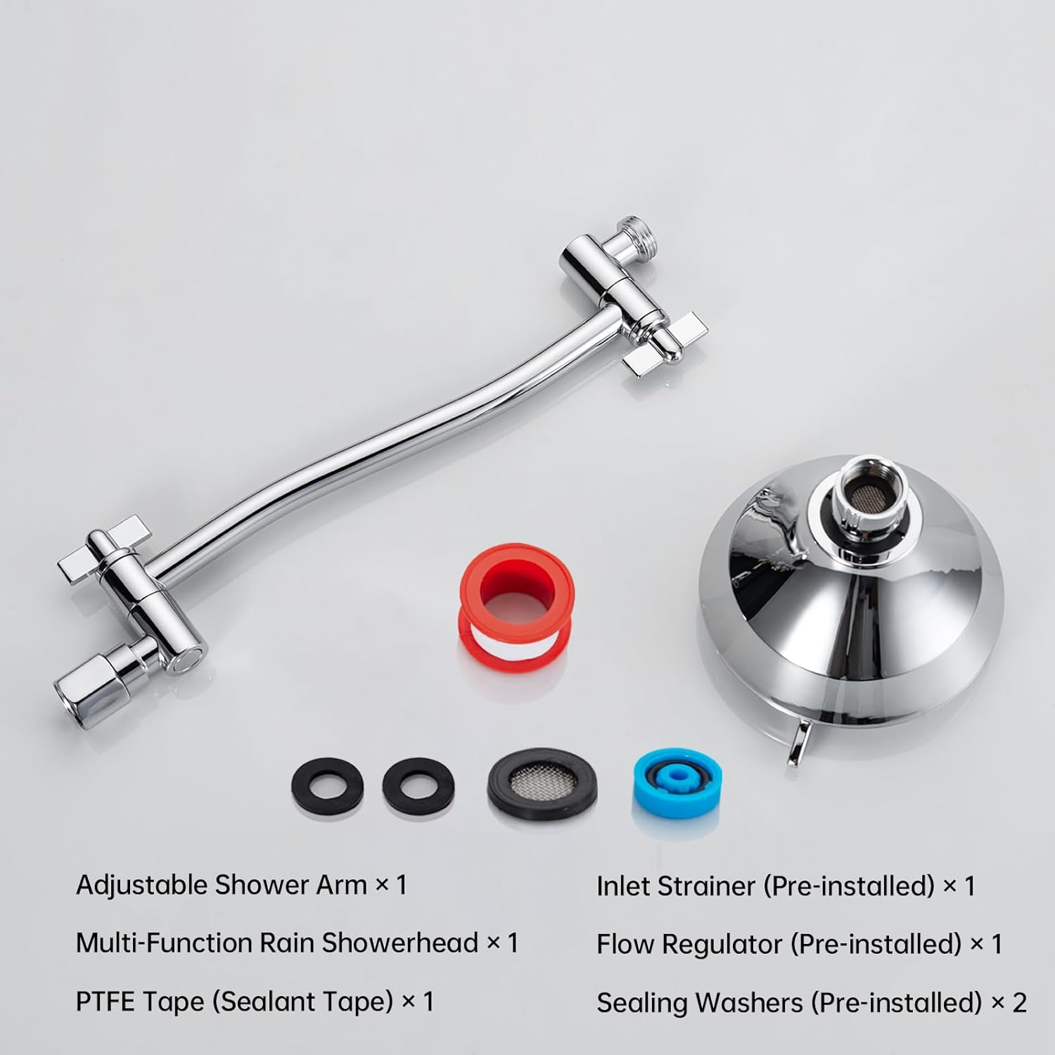 Joyrain 11-Inch Adjustable Shower Arm Extension | Unique Locking Gear Design | Universal G1/2 Fit for Standard Fixed Showerheads | Multiple Colors (Chrome)