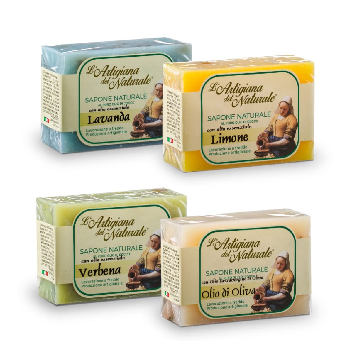 Oleum Comitis - Extra Virgin Olive Oil 100% Italian Cold Pressed - Gift Box with 500 ml Bottle and 4 Natural Soaps of 100 g