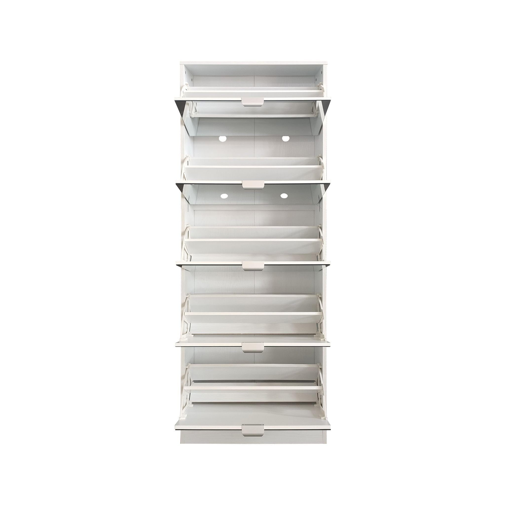 milani home - scarpiera salvaspazio 5 ante con specchio, bianco, 24 x 60 x 180 cm, truciolare bilaminato e vetro