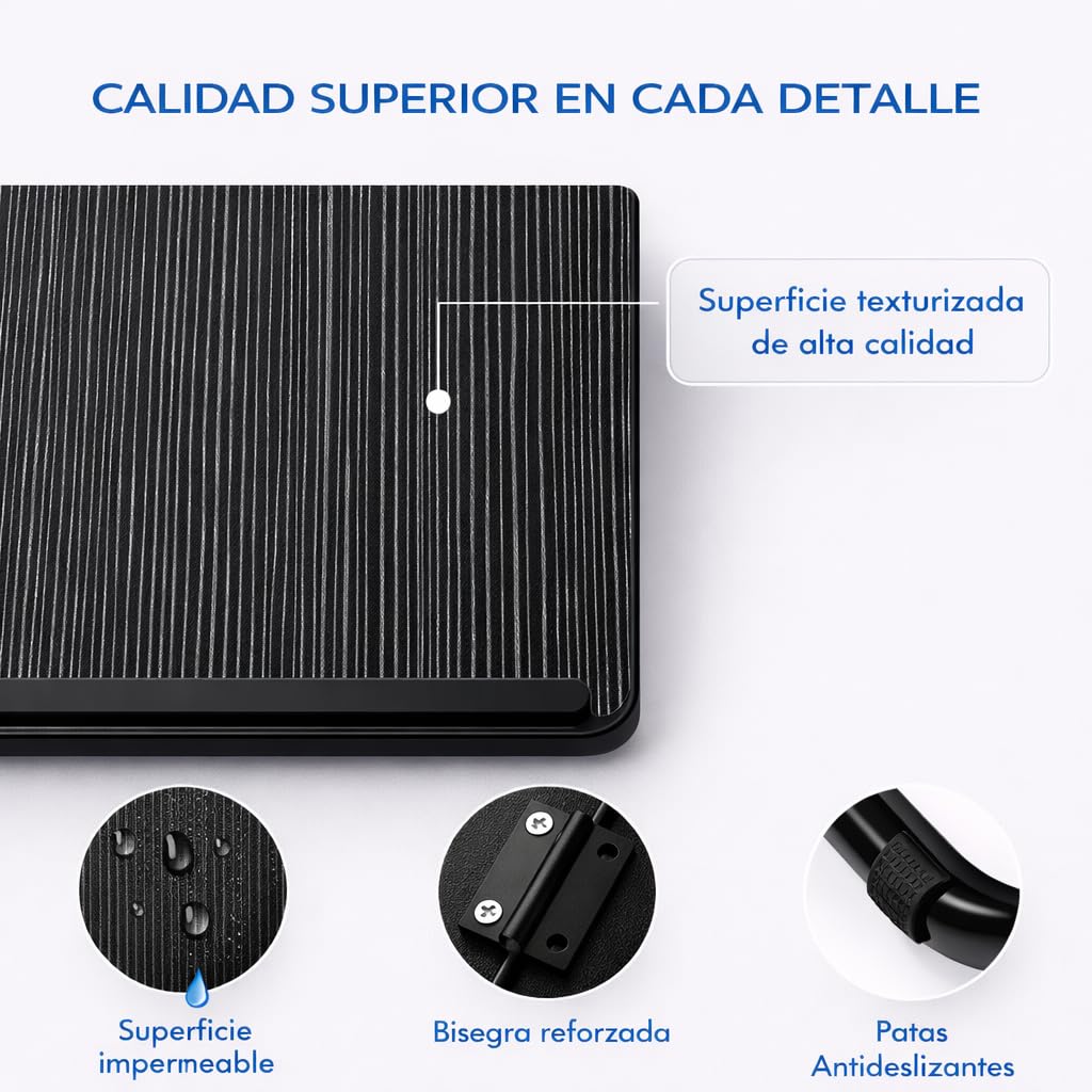 Mesa Reclinable para Cama y Sofá, Bandeja Plegable con Portavasos, Ideal para Ordenador Portátil y Libros, con Cinco Alturas, Mesita Auxiliar Multiusos de MDF, Acero y Plástico