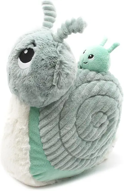 Peluche Escargot Maman Bébé Déglingos - Douce et Ludique - 22 cm