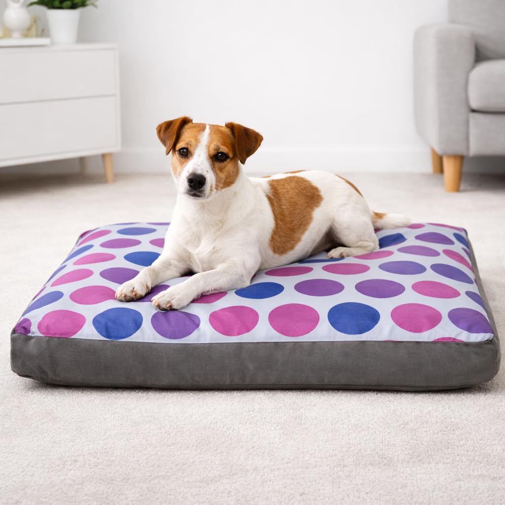 Hometex Luxury Geometric Design Dog Bed Box Pillow - Washable Cover (S, M, L, XL Size) (Small, Circles)