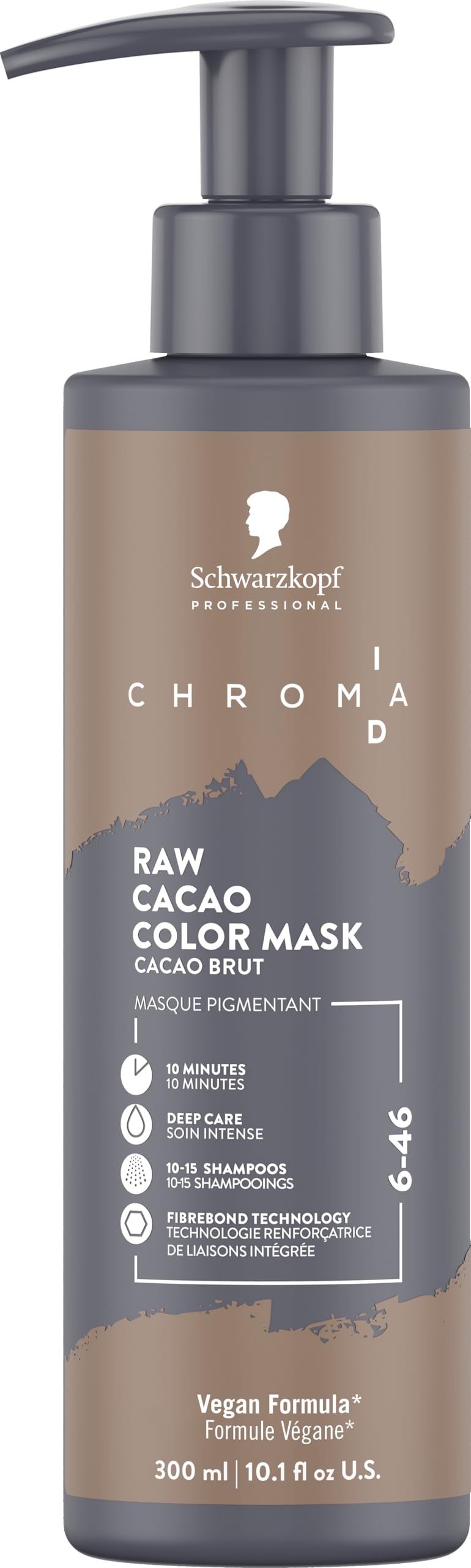 Schwarzkopf Professional CHROMA ID Bonding Color Mask Semi Permanent Mix And Tone Color System Toning Enhancing Refreshing Intense Care Deep Conditioning Shine Vegan Formula 6-46 Raw Cacao 300 ml