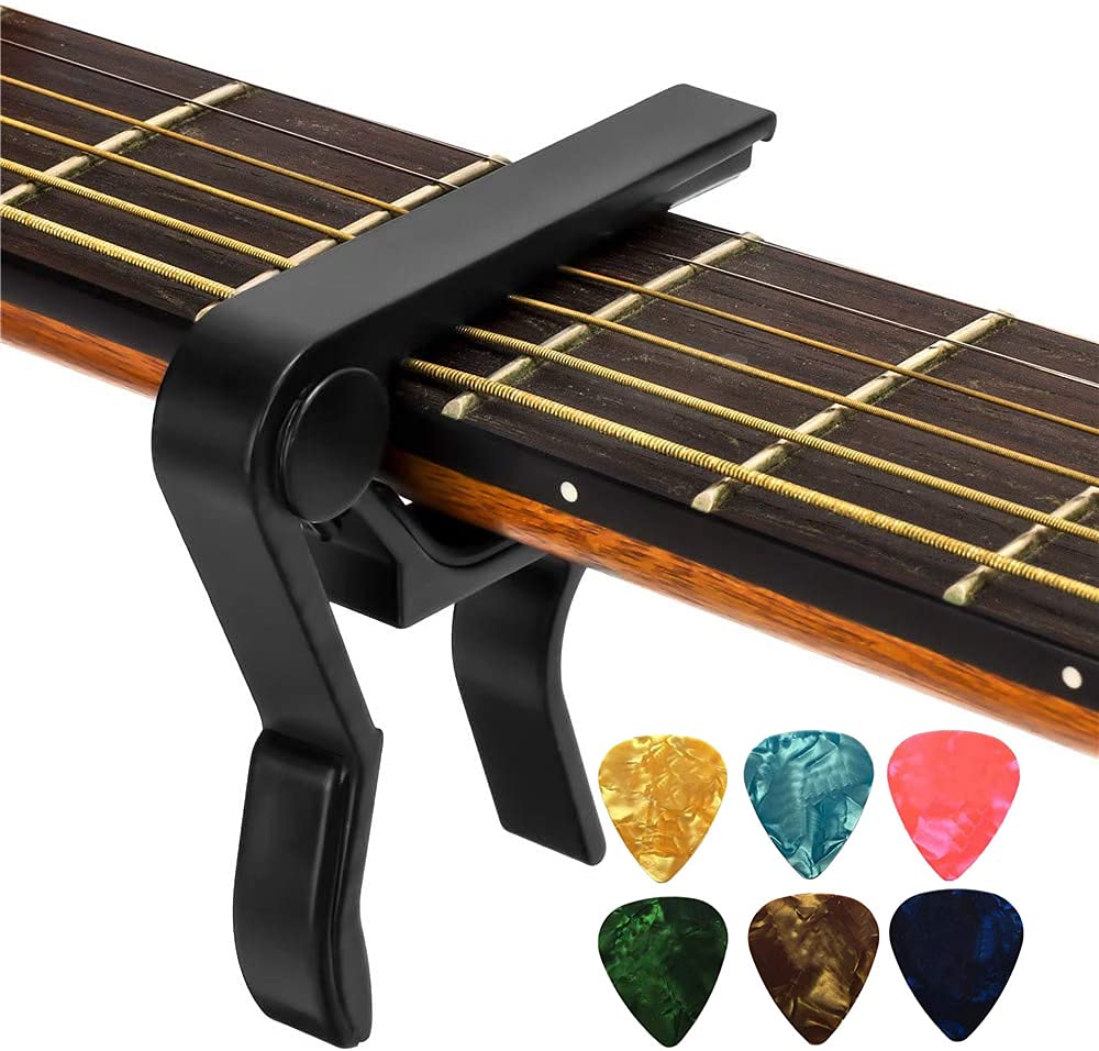 CandeerGuitar Capo, Ukulele Capo,PPpanda Trigger Capo Capotastos for Acoustic Electric Guitars and Ukulele with 6 picks