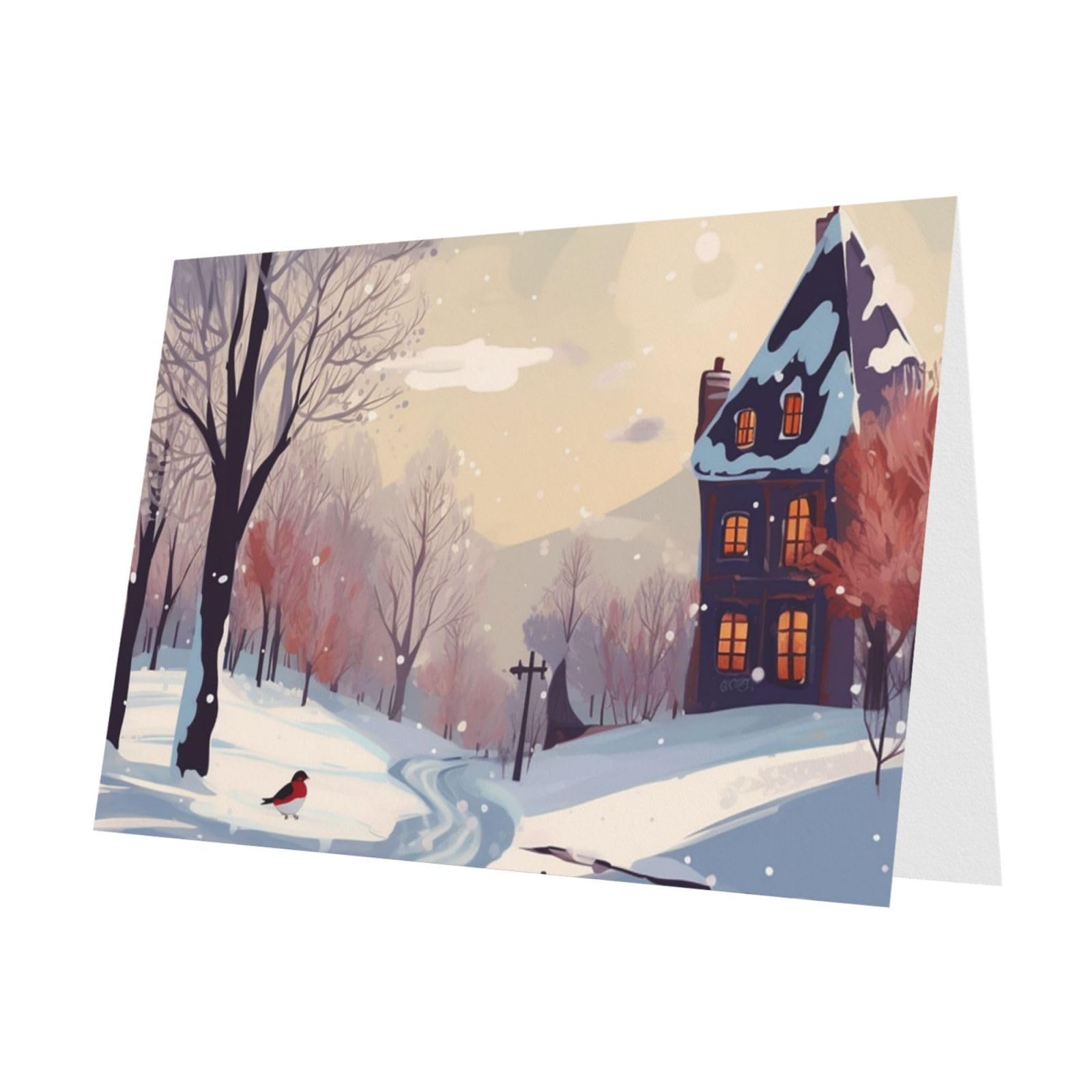 Winter-Grußkarten Mit Umschlägen - 24 Stück, 6 Motive Winterlandschaft, Blanko Innen, 14x10,8 Cm, USA