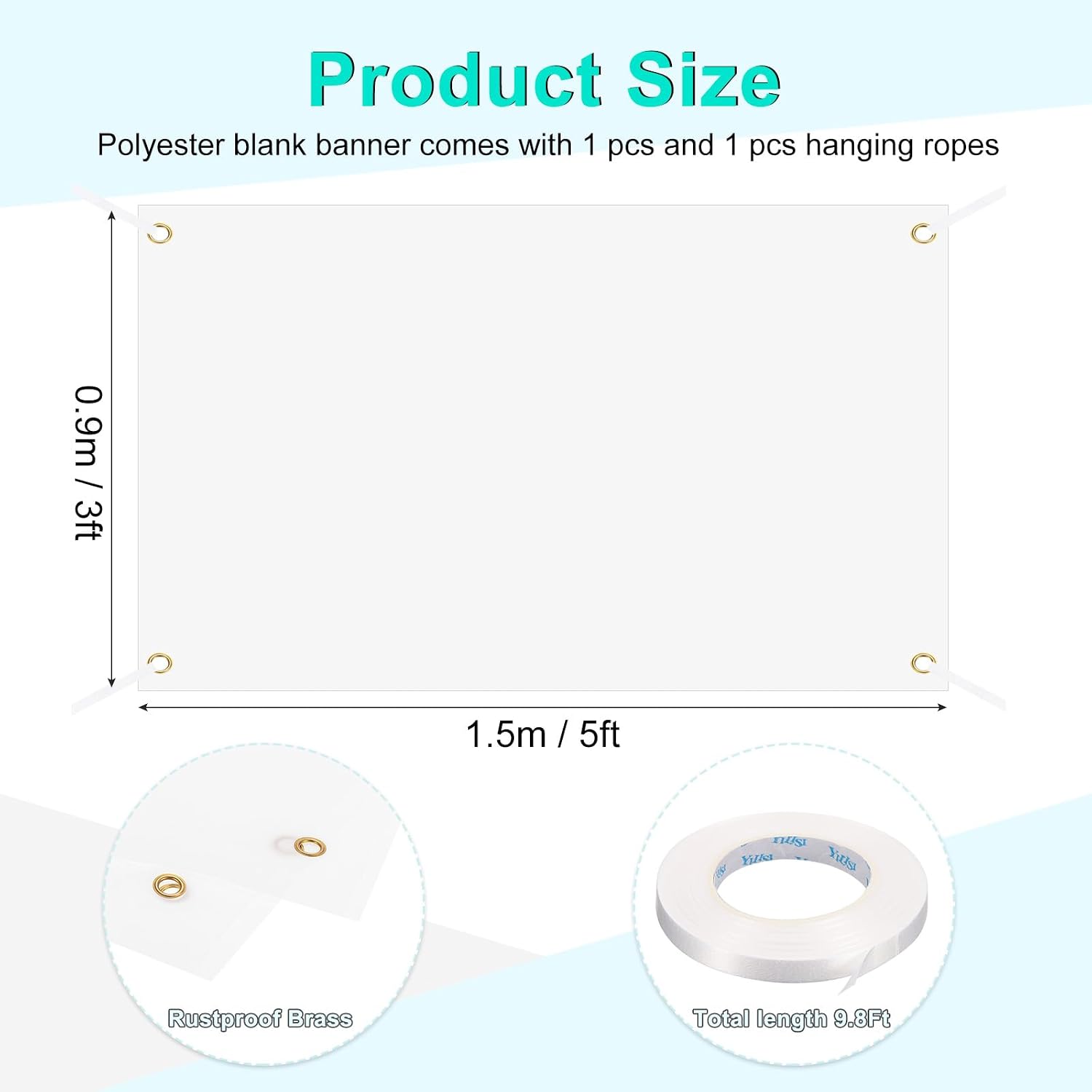 PATIKIL Blank Banners Signs to Decorate 3'x5' Sublimation White Banner with Hanging Rope for Business Outside Outdoor Wall