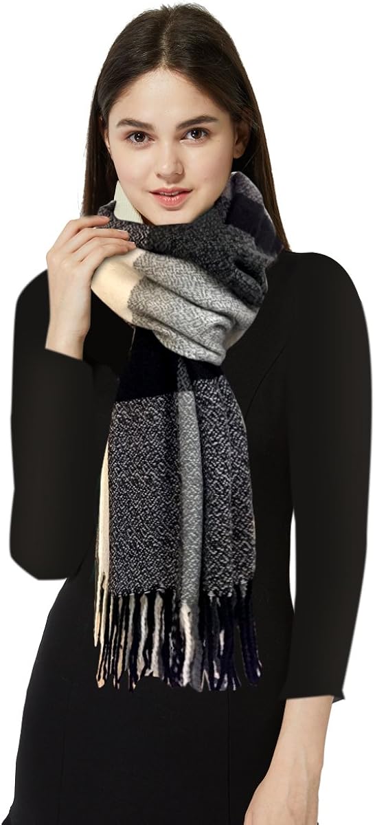 Womens Fashion Long Tassels Plaid Blanket Scarf Wrap Shawl, Big Grid Scarf,Winter Warm Scarf for Friends and Family at  Women’s Clothing store
