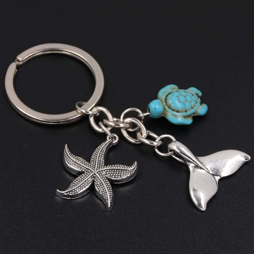 Porte-clés Plage Femme - Étoile De Mer Et Coquillage En Alliage Zinc, 8x5 Cm, Décoration Sac Ou Cadeau - 9