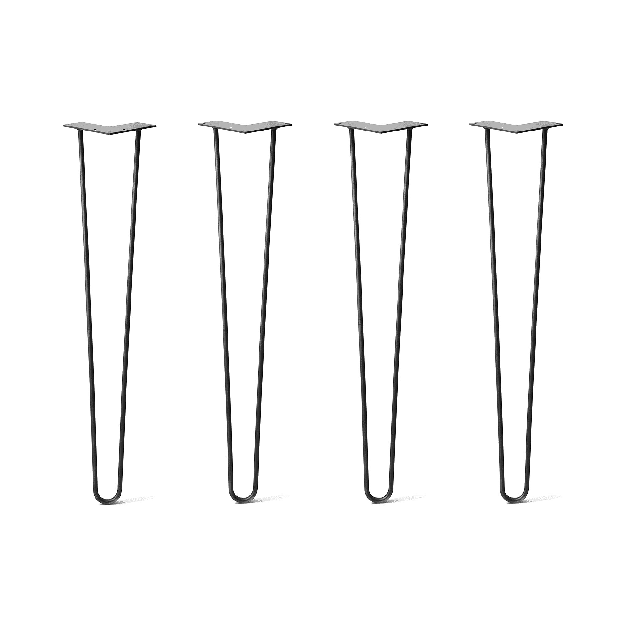 DIY Hairpin Legs28" Heavy-Duty 4 Per Set - 100% Made in USA from Recycled Steel, Superior QA-d Weight Capacity - Plus Screws & Floor Protectors (3/8" Thick, Jet Black Satin Quality Powder Coat)