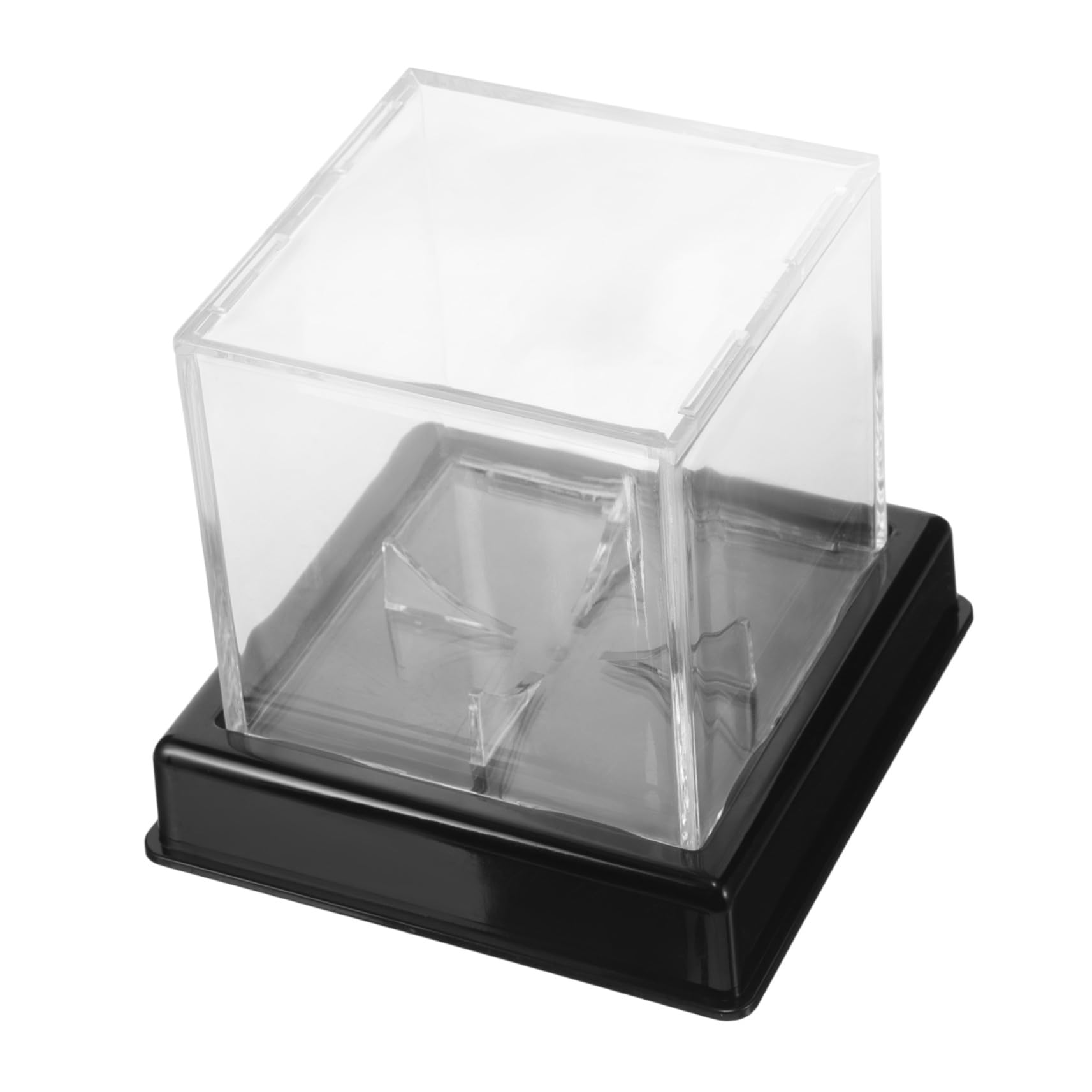 Vitrine Transparente Carrée Protège et Maintient Les Balles de Sport en Place en Plastique Noir Base Boîte Pratique et Élégante pour Baseball