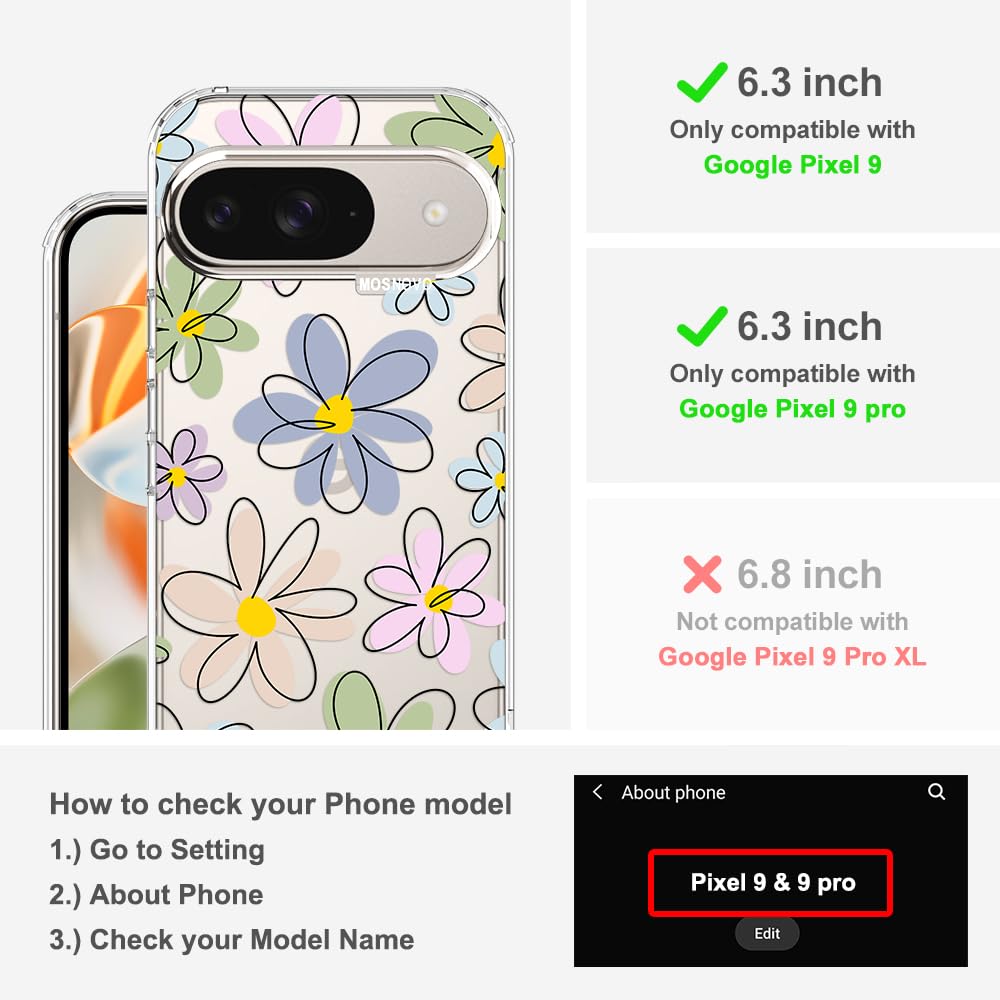 MOSNOVO Case for Google Pixel 10 & Pixel 10 Pro, [Buffertech 6.6ft Military-Grade Drop Protection] [Anti Peel Off Tech] Clear TPU Bumper Phone Case Cover Design - Cute Cherry — view 206
