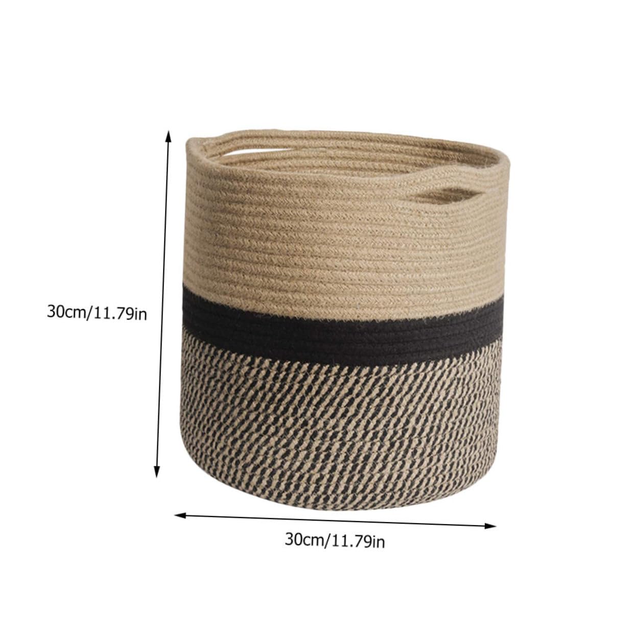 Zerodeko Runder Baumwoll Aufbewahrungskorb 1 Stück Gelb Schwarz 30 Cm | Großes Fassungsvermögen, Leicht und Vielseitig, für Spielzeug, Bücher und Kleinteile