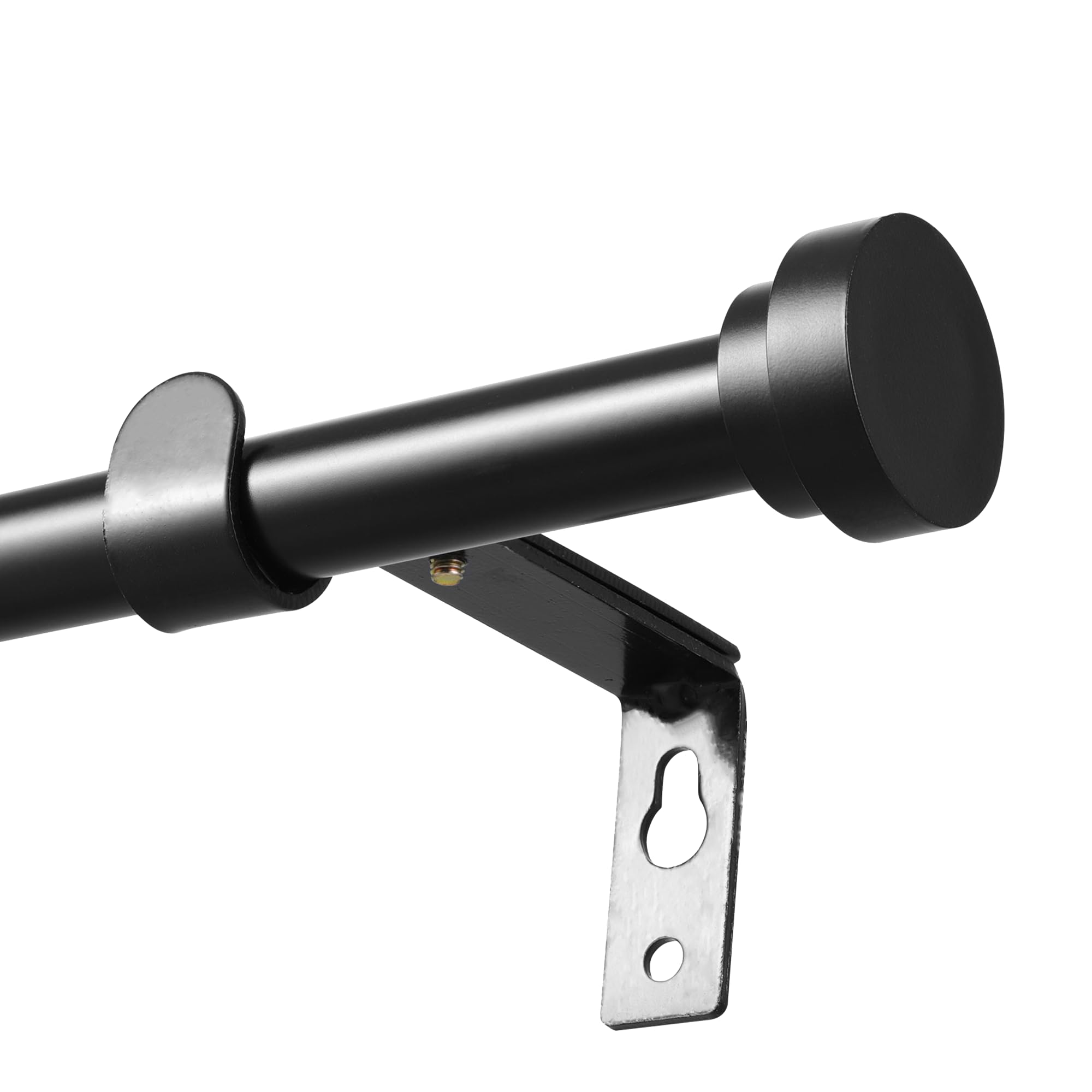 Barra de cortina (negro), acero inoxidable, barra de cortina extensible, 67-227 cm, diámetro de 16 mm para salón, dormitorio, comedor