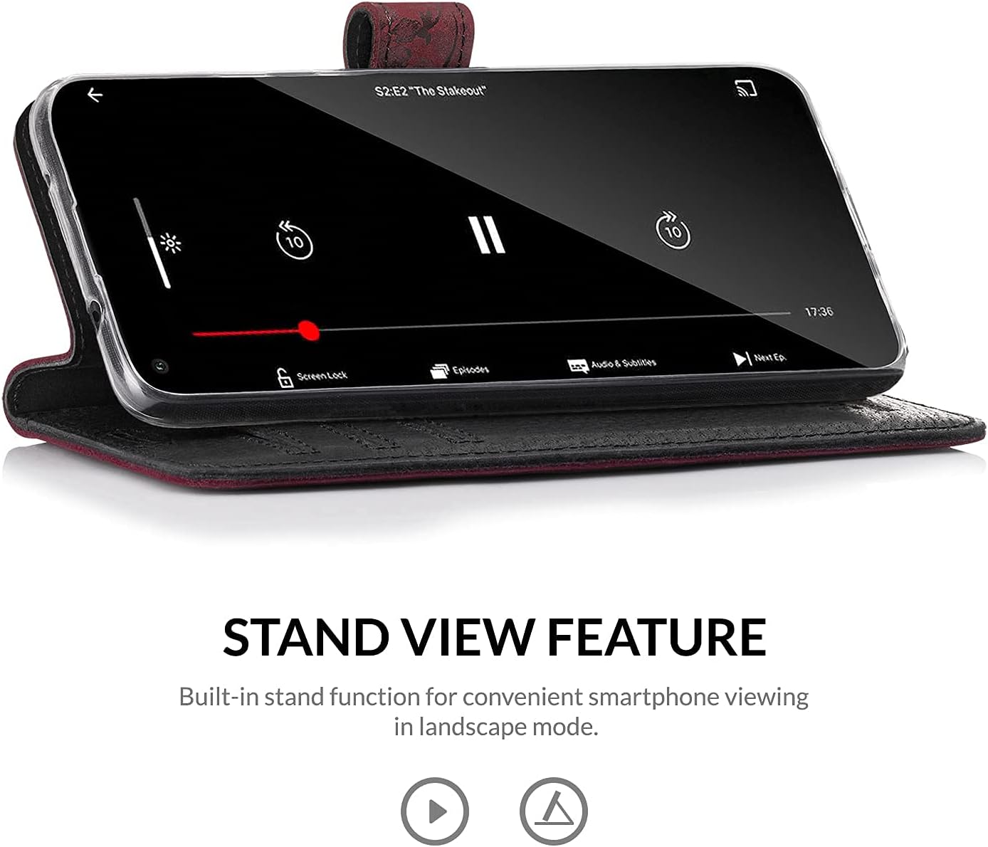 SURAZO Leather Wallet Case Compatible with Samsung A52 & A52s 5G - Genuine Italian Handcrafted Leather - 3 Built-in Card Slots & Cash Pocket - Secure Magnetic Closure Plus Stand Function.