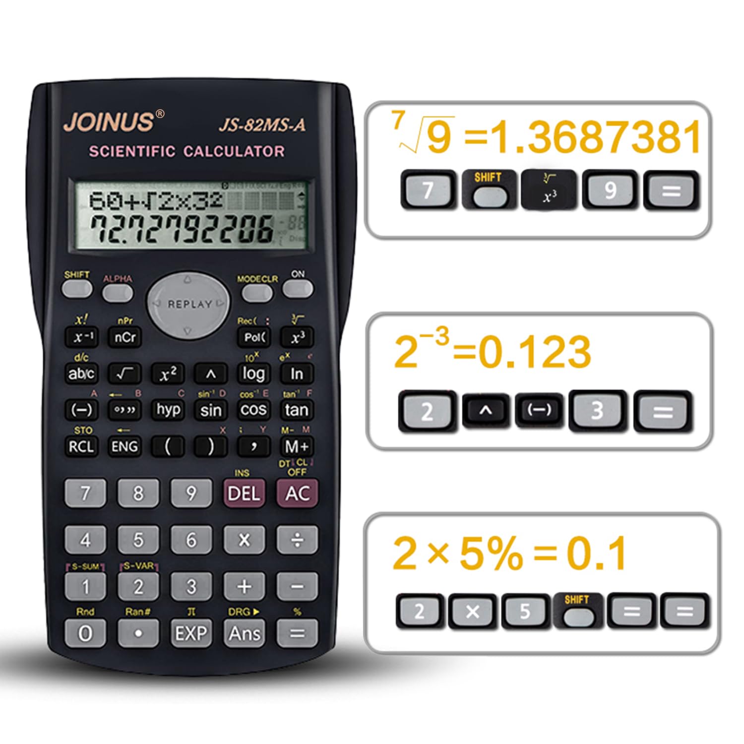 Scientific Math Calculator Format Scientific Calculator 12 Digits electronic, 240 Function with 2-Line ...