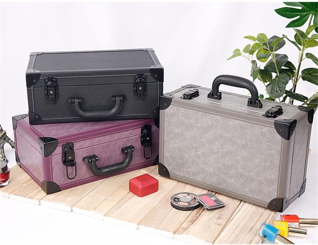 Travel Makeup Artist Beauty Nail Suitcase Organizer with Cosmetics Organizer Makeup Case(Gray)