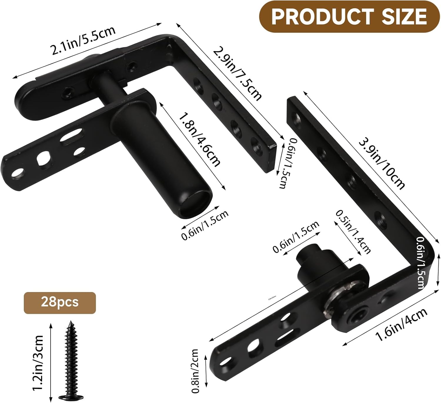 2PCS 304 Stainless Steel Saloon Door Hinges - Closing Dual Swing Hinge Kit for Double Swinging Cafe/Bar Doors (180 Degree Rotation Black)