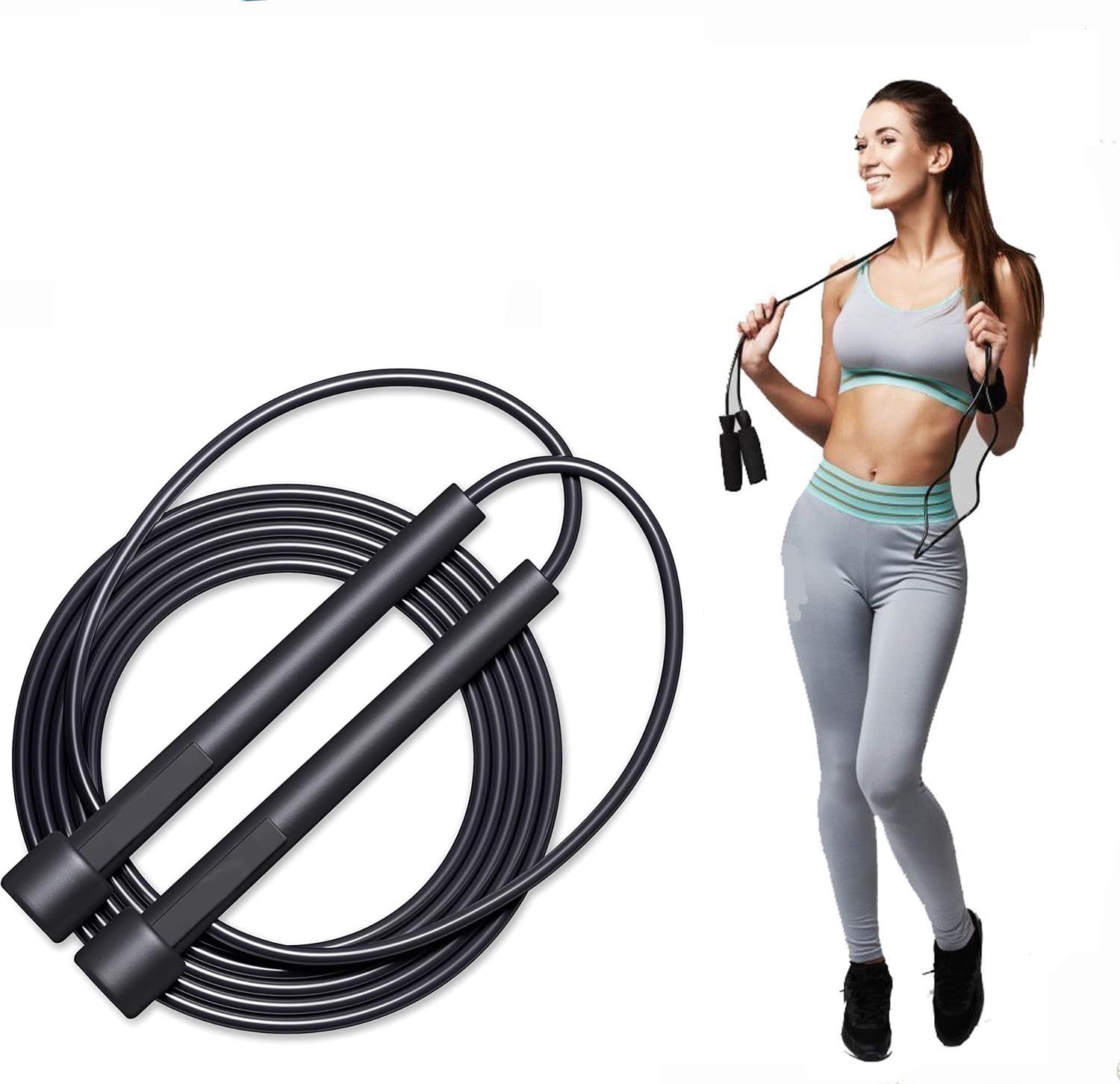 Skipping Rope For Men Gym Women Kids Adjustable Jump Freestyle Freestyle Skipping Rope (Black, Length: 287 cm)-image-5